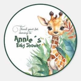 Pegatina Redonda Safari Baby Shower Gratitude Green