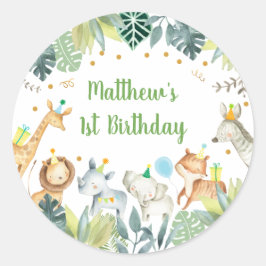 Pegatina Redonda Safari Fiesta Animal Jungle Cumpleaños