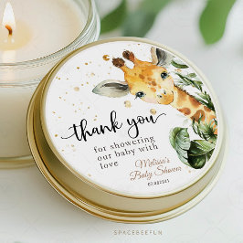 Pegatina Redonda Safari Giraffe Baby Shower