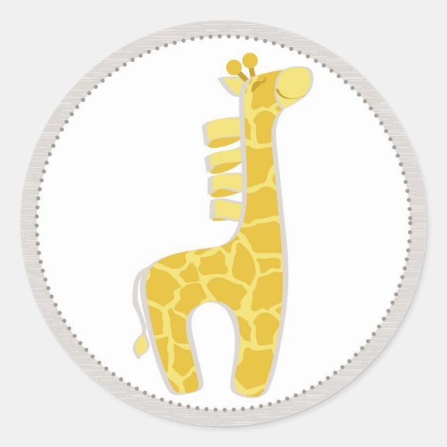 Pegatina Redonda Safari Giraffe Baby Shower (Anverso)