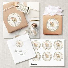 Pegatina Redonda Safari Little Lion Zebra Giraffe Boy Baby Shower