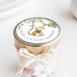 Pegatina Redonda Safari Monkey Baby Shower