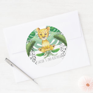 Pegatina Redonda Safari Party Lion Illustration Personalized