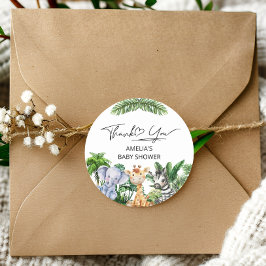 Pegatina Redonda Safari Selva Tropical Gracias Animales