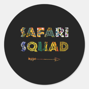 Pegatina Redonda Safari Squad Vacaciones Familiares Africanas Veran