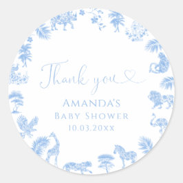 Pegatina Redonda Safari Toile Baby Shower
