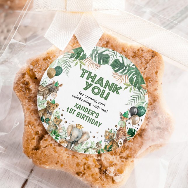 Pegatina Redonda Safari tropical Fiesta salvaje Animales Niño Cumpl (Subido por el creador)