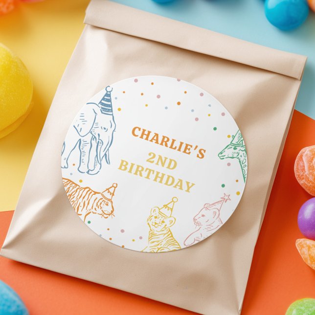 Pegatina Redonda Safari Wild Animals 2nd Birthday (Subido por el creador)