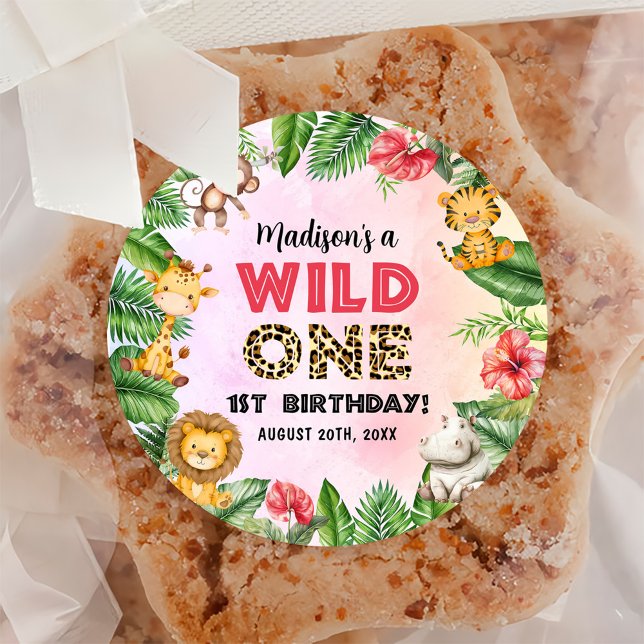 Pegatina Redonda Safari Wild One First Birthday (Subido por el creador)