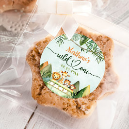 Pegatina Redonda Safari Wild One First Birthday
