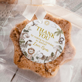 Pegatina Redonda Safari Wild One Jungle Animals Birthday Party