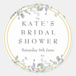 Pegatina Redonda Sage and Lilac Pastel Ducha Bridal