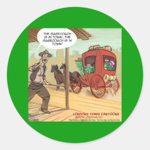 Pegatina Redonda Sage Coach Está En La Ciudad Divertida