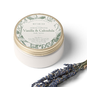 Pegatina Redonda Sage Cream Botanical Floral Moderno Producto senci