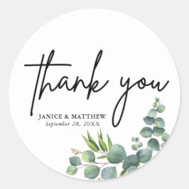 Pegatina Redonda Sage Eucalyptus Woodland Boda