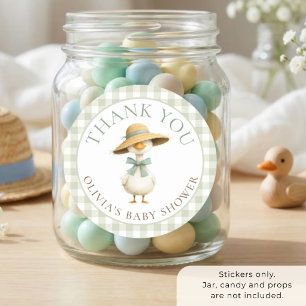 Pegatina Redonda Sage Gingham Silly Goose Agradecimiento Baby Showe