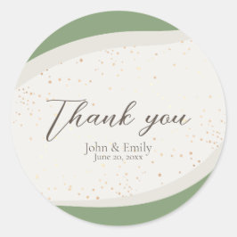Pegatina Redonda Sage Green Abstract Wedding Favor