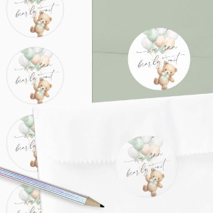 Pegatina Redonda Sage Green Bearly espera género moderno neutral