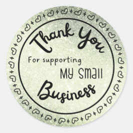 Pegatina Redonda Sage Green Glitter Effect Thank You Sticker Sheet 