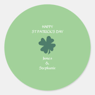 Pegatina Redonda Sage Green Happy St Patrick's Day Shamrock Persona