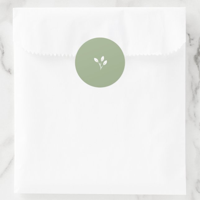 Pegatina Redonda Sage green, Leaf, Leaves, envelope seal,  (Bolso)