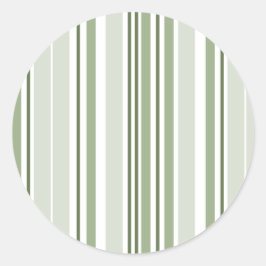 Pegatina Redonda Sage Green (Light, Medium, Dark) and White Stripes