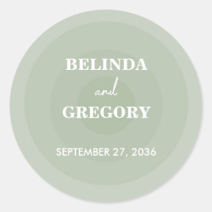 Pegatina Redonda Sage Green Modern Monograma Boda