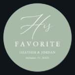 Pegatina Redonda Sage Green su Boda favorito TreBox<br><div class="desc">Sage Green,  su Boda favorito,  Pegatinas de cajas de tratamiento</div>