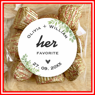 Pegatina Redonda Sage Green, su favorito, sus favoritos