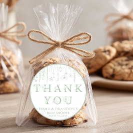 Pegatina Redonda Sage Green Wildflower Baby Shower Thank You 