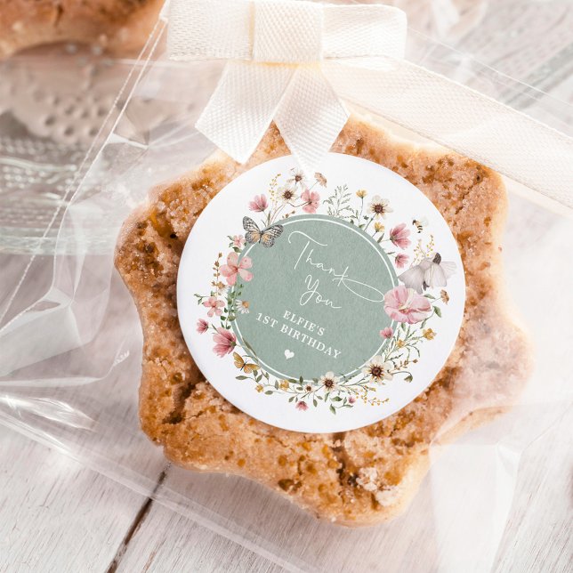 Pegatina Redonda Sage Wildflower Fairy Princess Birthday Tea Fiesta (Subido por el creador)