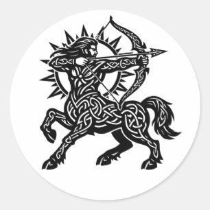 Pegatina Redonda Sagitario — El Arquero de BurnsInHell