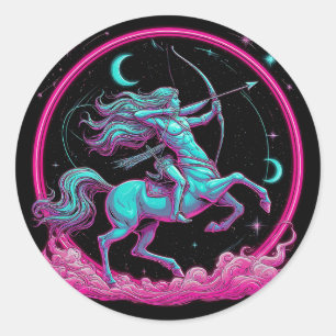 Pegatina Redonda ✨ Sagitario Zodiaco Para Fanáticos de la Astrologí