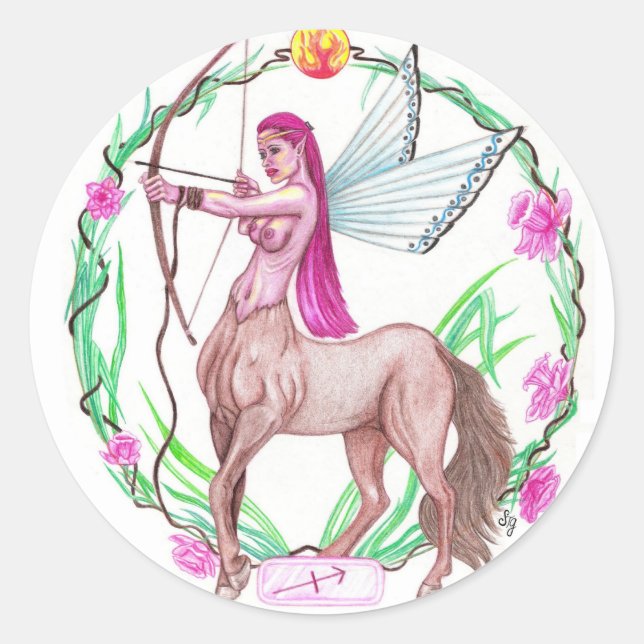 Pegatina Redonda Sagittarius (Anverso)