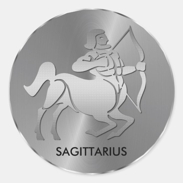 Pegatina Redonda Sagittarius plateado el Arquero - Rótulo zodiaco (Anverso)