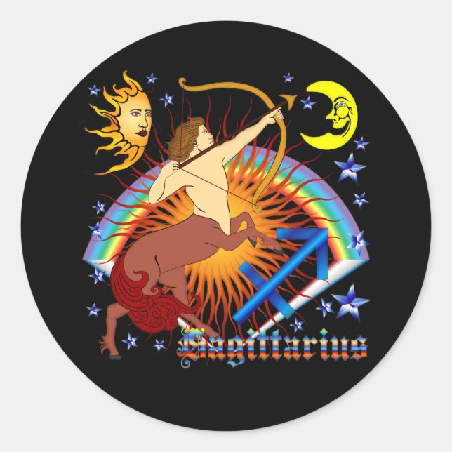 Pegatina Redonda Sagittarius-Zodiac-Design-V-1 (Anverso)