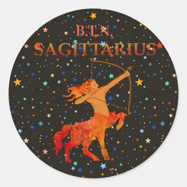 Pegatina Redonda Sagittarius zodiac moderno personalizado (Anverso)