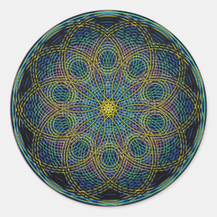 Pegatina Redonda Sagrada Geometría Mandala: Sinceridad - manos atad
