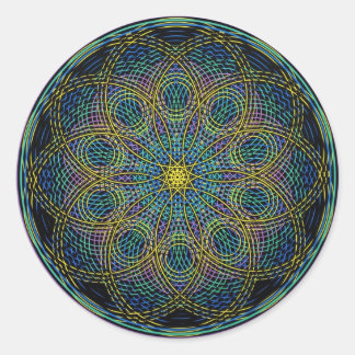 Pegatina Redonda Sagrada Geometría Mandala: Sinceridad - manos atad