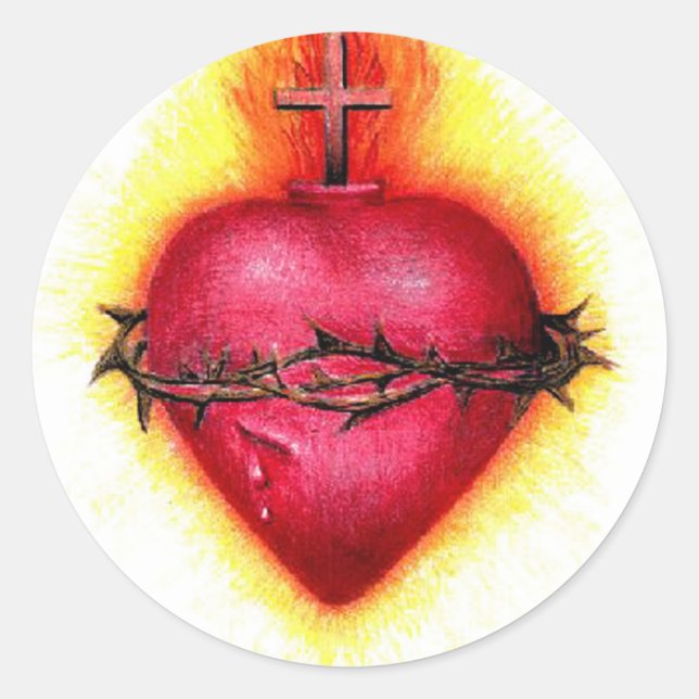 Pegatina Redonda Sagrado Corazón (Anverso)