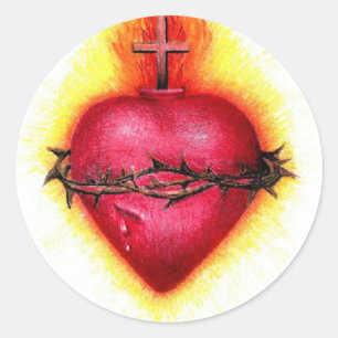 Pegatina Redonda Sagrado Corazón
