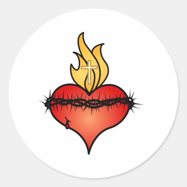 Pegatina Redonda Sagrado Corazón (Anverso)