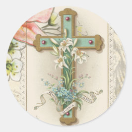 Pegatina Redonda Sagrado Corazón Católico de Jesús