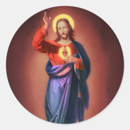 Pegatina Redonda Sagrado Corazón de Jesucristo