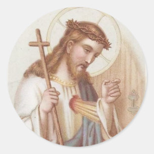 Pegatina Redonda Sagrado Corazón de Jesús