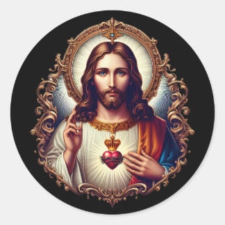 Pegatina Redonda Sagrado Corazón de Jesús