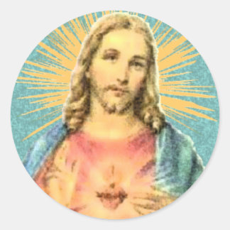 Pegatina Redonda Sagrado Corazón de Jesús