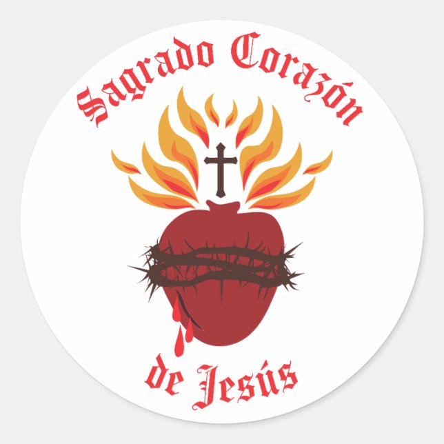 Pegatina Redonda Sagrado Corazón de Jesús/Sagrado Corazón de Jesús (Anverso)