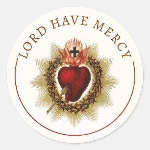 Pegatina Redonda Sagrado Corazón de Jesús – Señor Ten Misericordia