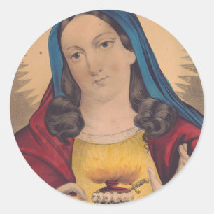 Pegatina Redonda Sagrado Corazón de María